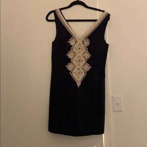 Lilly Pulitzer Navy gold shift dress